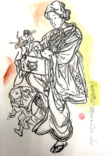 Obrazy i ryciny zatytułowany „Study After Kyosai…” autorstwa Wilf Tilley, Oryginalna praca, Cyfrowy wydruk