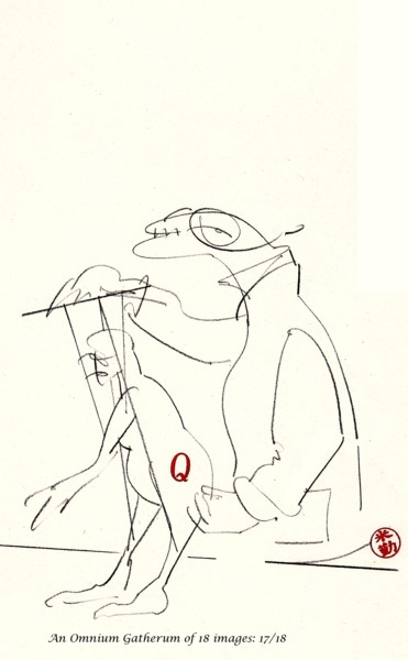 Dessin intitulée "The Puppeteer And Q" par Wilf Tilley, Œuvre d'art originale, Encre