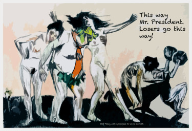 Картина под названием "This Way Mr. Presid…" - Wilf Tilley, Подлинное произведение искусства, Масло