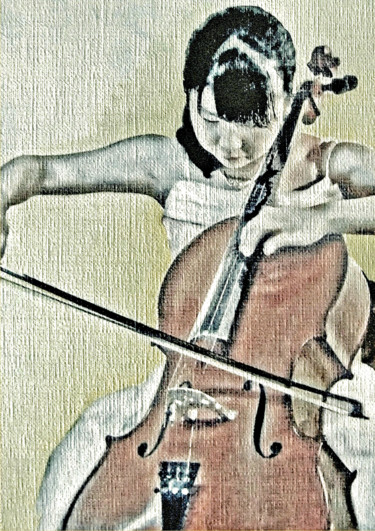 Картина под названием "Young Woman Playing…" - Wilf Tilley, Подлинное произведение искусства, Масло Установлен на Деревянная…