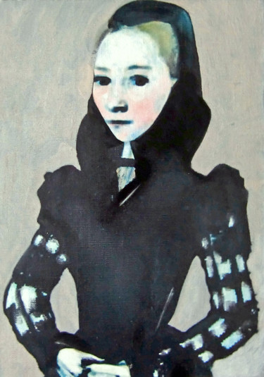 Malerei mit dem Titel "Mrs. Potter" von Wilf Tilley, Original-Kunstwerk, Öl Auf Holzplatte montiert