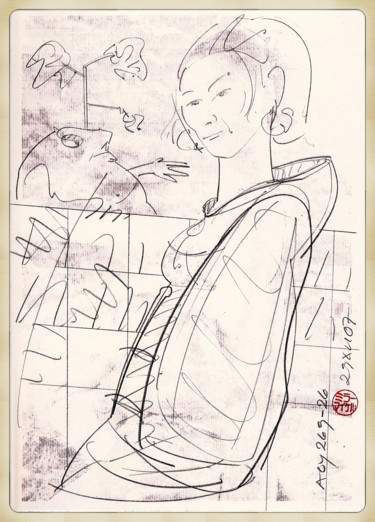 Tekening getiteld "An Unsuitable Suito…" door Wilf Tilley, Origineel Kunstwerk, Grafiet