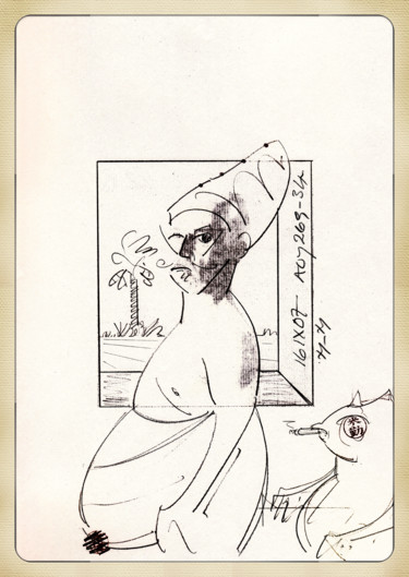 Desenho intitulada "Il Califfo e il Gra…" por Wilf Tilley, Obras de arte originais, Grafite