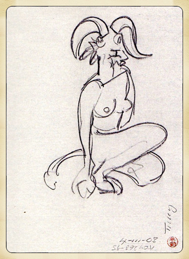 Dibujo titulada "Seven Mythological,…" por Wilf Tilley, Obra de arte original, Carbón