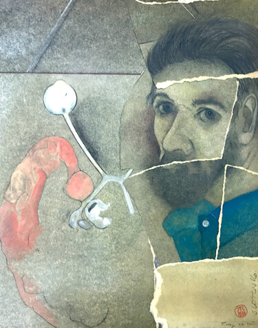 Картина под названием "Self Portrait With…" - Wilf Tilley, Подлинное произведение искусства, Масло