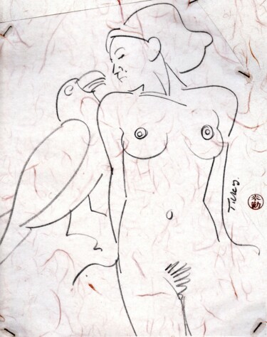 Disegno intitolato "La Langue Verte" da Wilf Tilley, Opera d'arte originale, Grafite