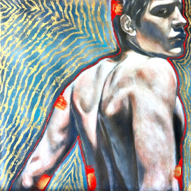 Painting titled "TORSE MASCULIN DE D…" by Wilhelm Sommer, Original Artwork, Oil Mounted on Wood Panel