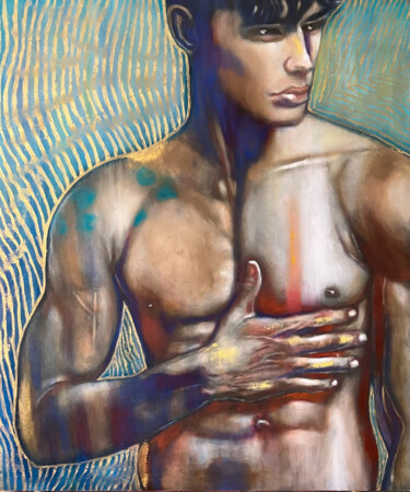 Painting titled "HOMME EN CAMAÏEU OC…" by Wilhelm Sommer, Original Artwork, Oil Mounted on Wood Panel