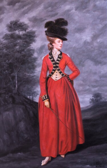 Schilderij getiteld "Lady Worsley" door Wilhem Von Kalisz, Origineel Kunstwerk, Olie