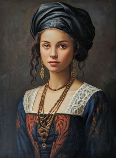 Painting titled "ZARYNA" by Wilhem Von Kalisz, Original Artwork, Oil Mounted on Wood Stretcher frame