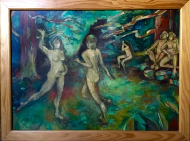 Painting titled "NYMPHES" by William Black, Original Artwork, Oil