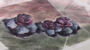 Painting titled "Trois Roses (format…" by Will Carene, Original Artwork, Acrylic