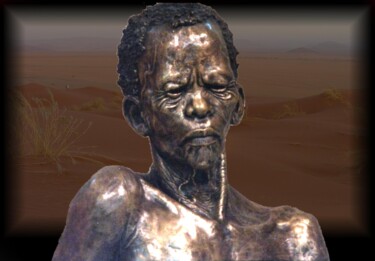 Escultura intitulada "Bushman bust" por Willem Botha, Obras de arte originais, Bronze