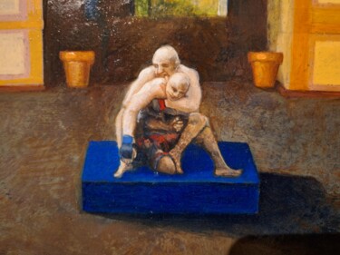 Painting titled "Het gevecht" by Willem Kwakernaak, Original Artwork, Oil