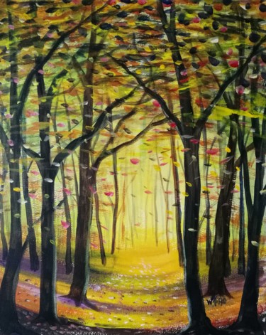 Schilderij getiteld "Colourful autumn" door Willem Miske, Origineel Kunstwerk, Acryl