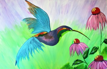Painting titled "Hummingbird is hung…" by Willemijn Mensens, Original Artwork, Acrylic
