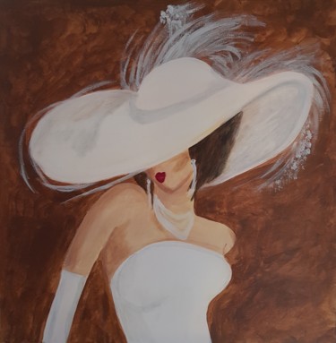 Картина под названием "Lady in white" - Willemijn Mensens, Подлинное произведение искусства, Акрил