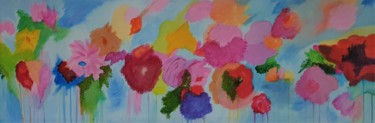 Painting titled "Free fall flowers" by Willemijn Mensens, Original Artwork, Acrylic