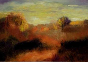 Painting titled "Fall Sunset" by Willis Moore, Original Artwork, Oil