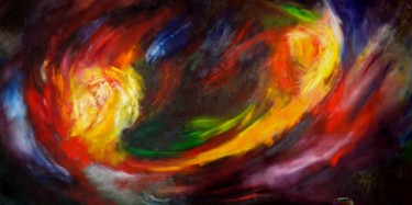 Painting titled "Nebula 1 (M51)" by Willis Moore, Original Artwork, Oil