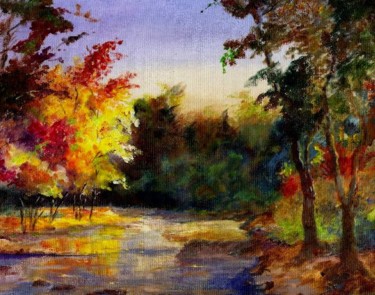 Painting titled "Fall River" by Willis Moore, Original Artwork, Oil