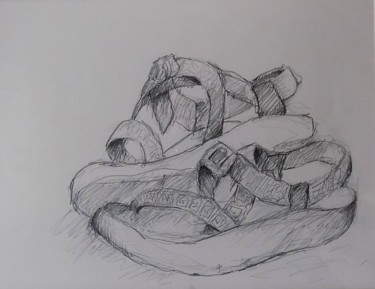 Drawing titled "Chacos" by Willis Moore, Original Artwork, Pencil