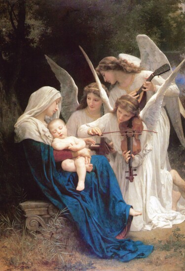 绘画 标题为“La Vierge des anges” 由William Adolphe Bouguereau, 原创艺术品, 油