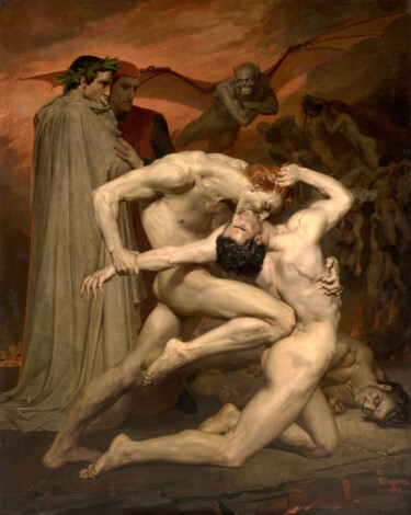 Pintura intitulada "Dante and Virgil in…" por William Adolphe Bouguereau, Obras de arte originais, Óleo