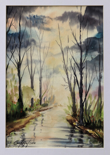 Peinture intitulée "Après la pluie" par William Castaño, Œuvre d'art originale, Aquarelle