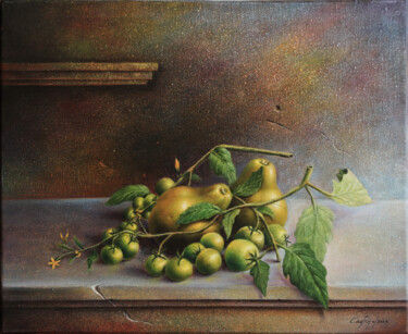 Painting titled "Fruit incontournable" by William Castaño, Original Artwork, Oil Mounted on Wood Stretcher frame