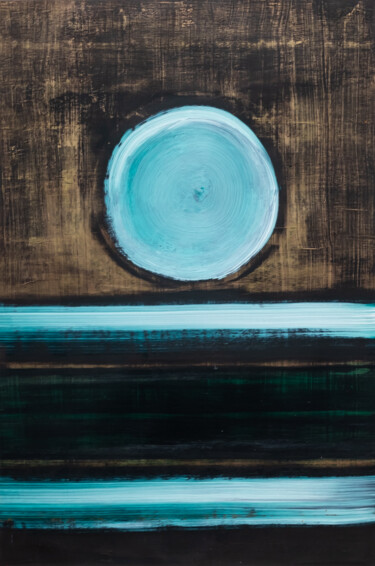 Schilderij getiteld "Blue Moon" door William Eiffert, Origineel Kunstwerk, Acryl