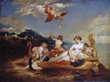 Schilderij getiteld "The Coral Finder: V…" door William Etty, Origineel Kunstwerk, Olie