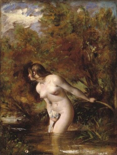 Pintura intitulada "Musidora: The Bathe…" por William Etty, Obras de arte originais, Óleo