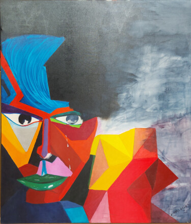 Painting titled "L'Homme couleurs qu…" by William Marcheval, Original Artwork, Acrylic Mounted on Wood Stretcher frame