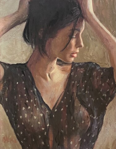 Painting titled "‘Kiss Me There…’" by William Oxer F.R.S.A., Original Artwork, Oil Mounted on Other rigid panel