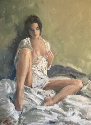 Painting titled "'Unfolding Her Hear…" by William Oxer F.R.S.A., Original Artwork, Oil