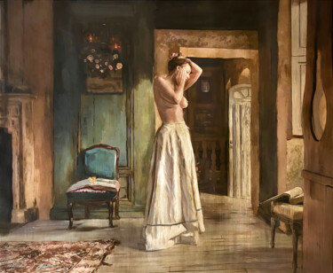 Картина под названием "'Returning Love'" - William Oxer F.R.S.A., Подлинное произведение искусства, Масло