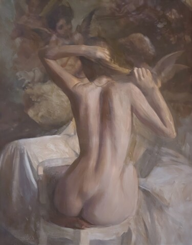「'After The Bath'」というタイトルの絵画 William Oxer F.R.S.A.によって, オリジナルのアートワーク, オイル