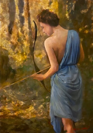Painting titled "'The Light-Bearer'" by William Oxer F.R.S.A., Original Artwork, Oil