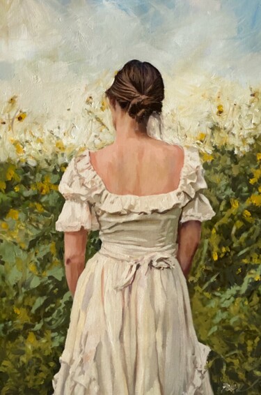 Painting titled "'To Kiss The Sunflo…" by William Oxer F.R.S.A., Original Artwork, Oil