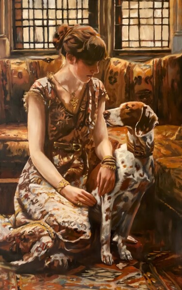 Painting titled "'The Confidante'" by William Oxer F.R.S.A., Original Artwork, Oil