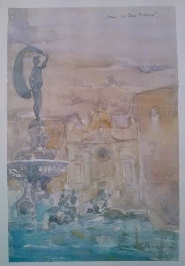 Malerei mit dem Titel "Fano "La Dea Fortun…" von William Serafini, Original-Kunstwerk, Aquarell