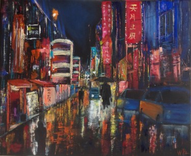 Schilderij getiteld "Chinatown" door William Thielland, Origineel Kunstwerk