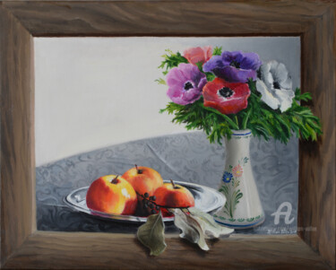 Painting titled "Vrai bouquet et fau…" by William Vallée, Original Artwork, Oil