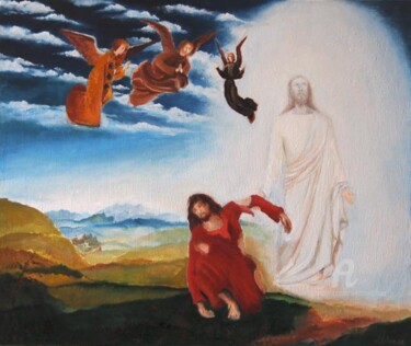 Peinture intitulée "Jésus Sauveur" par William Vallée, Œuvre d'art originale