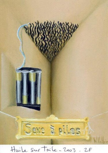 Peinture intitulée "Sexe à piles" par William Vallée, Œuvre d'art originale