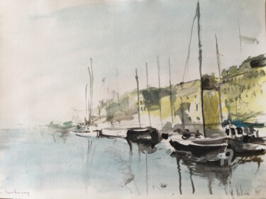 "Port de plaisance d…" başlıklı Tablo William Vallée tarafından, Orijinal sanat, Suluboya