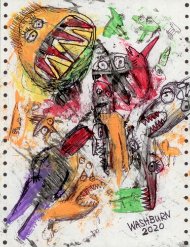 Drawing titled "Mind Machine" by William Washburn, Original Artwork, Acrylic