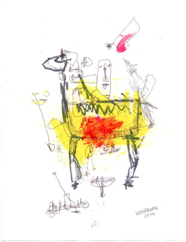 Картина под названием "(Sold!) Yellow Hors…" - William Washburn, Подлинное произведение искусства, Акрил