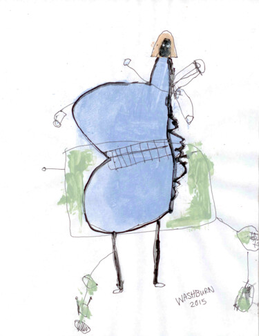 Drawing titled "SOLD! Woman In Blue…" by William Washburn, Original Artwork, Paper